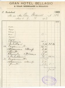 1903 Grand Hotel Bellagio Lac De Como Letterhead Bill #DL