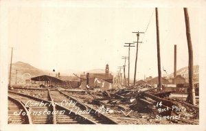 RPPC TRAIN DEPOT CAMBRIA CITY PENNSYLVANIA JOHNSTOWN FLOOD REAL PHOTO POSTCARD