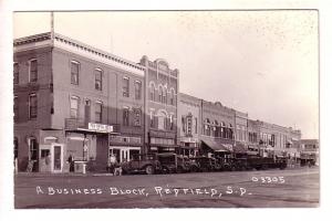 Business Block, Redfield, South Dakota, Cars, Real Photo