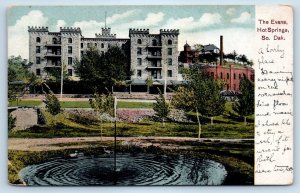 1911 Hot Springs South Dakota Vintage Postcard The Evans Building Field Posted