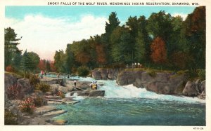 Vintage Postcard 1920's Smoky Falls Wolf River Menominee Indian Rsrv. Shawano WI