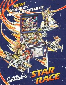 Star Race Pinball FLYER 1980 Original Game Artwork Space Craft Travel Retro