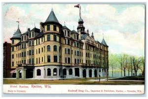 1910 Exterior View Hotel Racine Building Racine Wisconsin WI Vintage Postcard