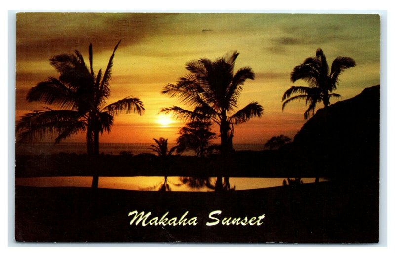 Postcard Makaha Sunset Reflected on Golf Course Lake Oahu, Hawaii HI 1973 A33