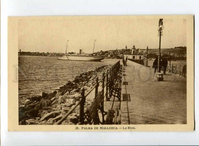 299777 SPAIN PALMA de MALLORCA La Riva LIGHTHOUSE liner Vintage postcard