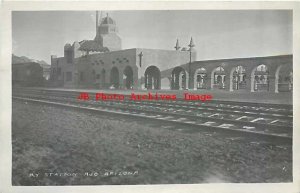 Depot, Arizona, Ajo, RPPC, Tucson Cornelia & Gila Bend Railroad Station