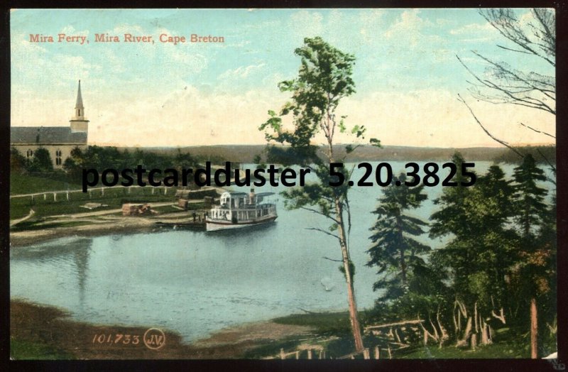 h3511 - MIRA RIVER NS Postcard 1908 Cape Breton. Mira Ferry