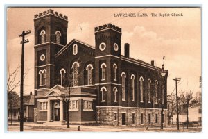 LAWRENCE, Kansas KS ~ BAPTIST CHURCH ca 1910s Sepia PCK Postcard