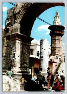 Roman Arch & Minaret DAMASCUS Syria 4x6 Vintage Postcard 0120