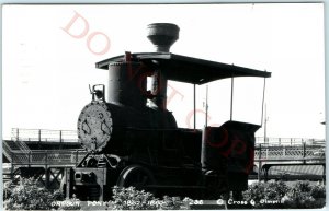 c1950 First Steam Locomotive 1862 Oregon Pony RPPC Real Photo Postcard Train A50