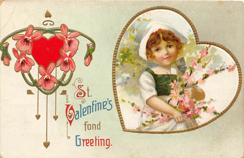 G30/ Valentine's Day Love Holiday Postcard c1910 Pretty Girl Heart 10