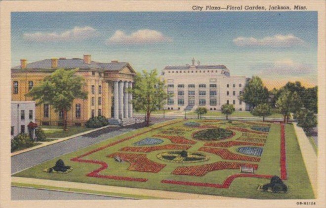 Mississippi Jackson City Plaza Floral Garden Curteich