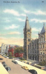 SCRANTON, Pennsylvania PA  CLUB ROW Municipal Bldg~Elks~Masonic Temple Postcard