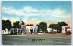 DENVER, CO Colorado ~ COLUMBINE MOTEL 1955 Roadside Linen Postcard