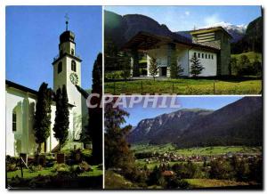 Postcard Modern Andeer Badekurort Kath Kirche Evang Kirche