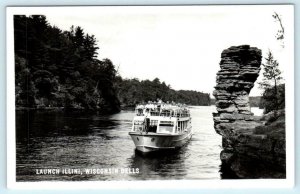 2 RPPC Postcards ~ WISCONSIN DELLS, WI ~ Real Photos LAUNCH ILLINI  ca 1950s