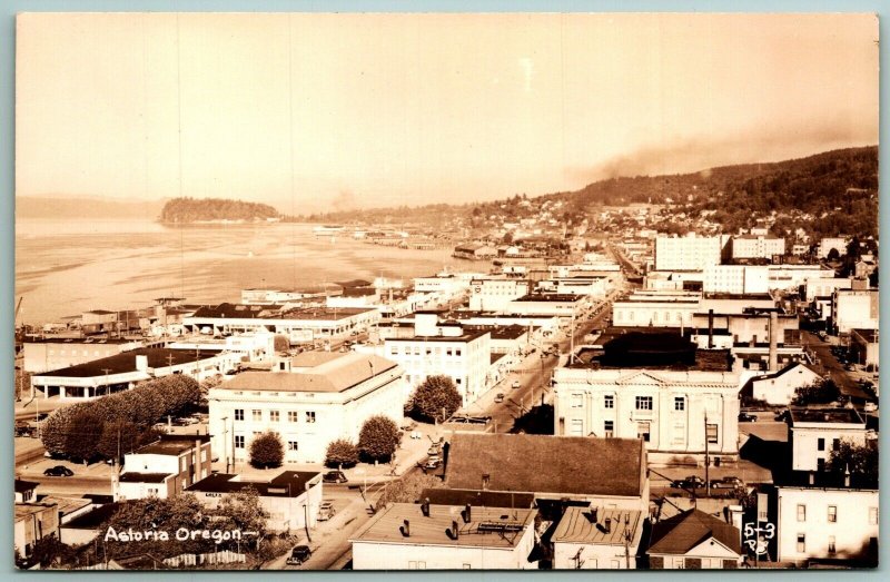 RPPC Birds Eye View Astoria Oregon OR UNP Smith's Scenic Views Postcard J5