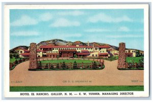 Gallup New Mexico NM Postcard Hotel El Rancho Entrance View 1920 Vintage Antique