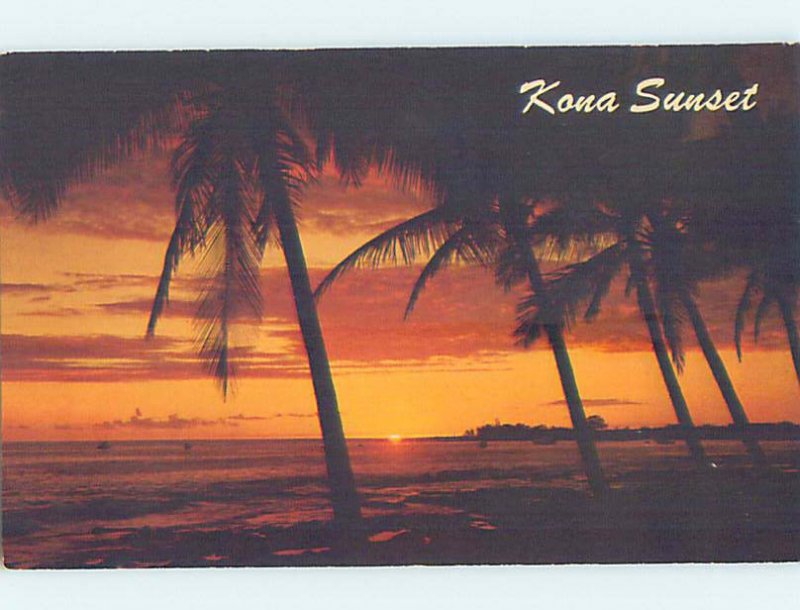 Pre-1980 PALM TREES AT SUNSET Kailua Kona Hawaii HI AD3626@