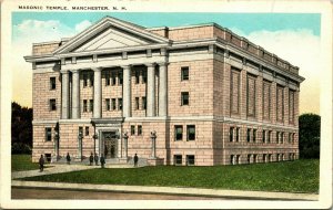 Masonic Temple Freemason Manchester New Hampshire NH 1920s WB Postcard UNP