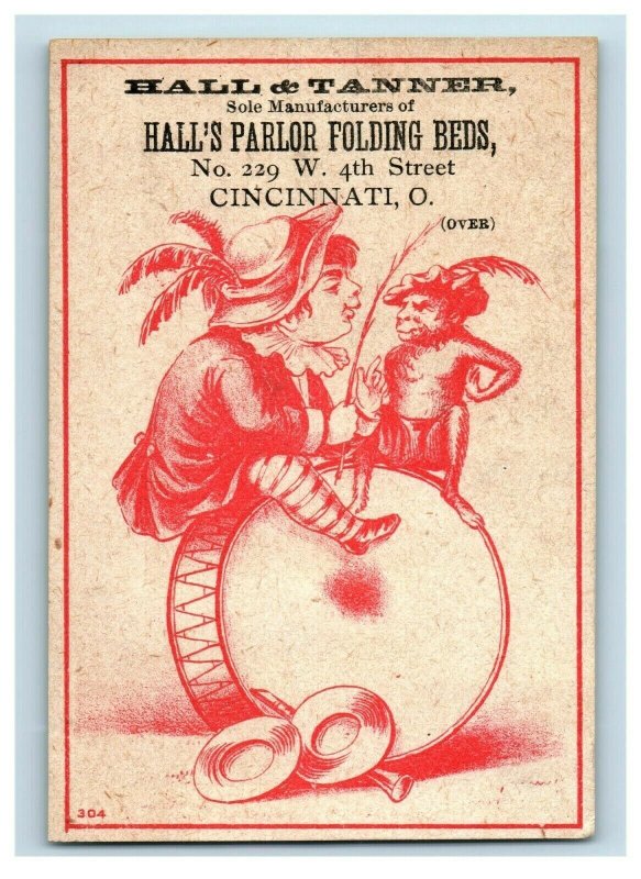 1880's Hall & Tanner Folding Beds Man & His Monkey Drums P173