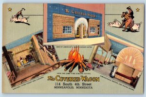 Minneapolis Minnesota Postcard Covered Wagon South Street Multiview 1940 Vintage