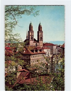 Postcard Rathaus und Grossmunster, Zürich, Switzerland