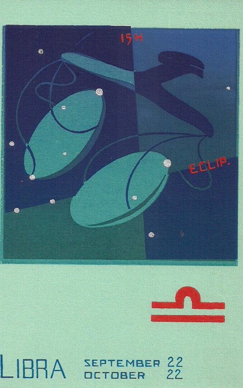 Zodiac, Horoscope, Sign of Libra, Astrology, 1960's Hand Made Serigraph Art