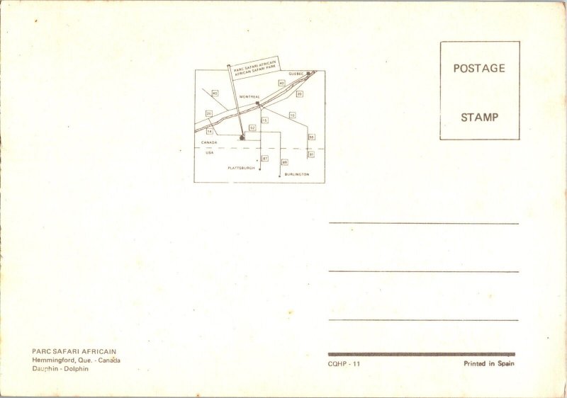 Dolphin Pool, Parc Safari Africain, Safari Park Hemmingford Que Postcard J45