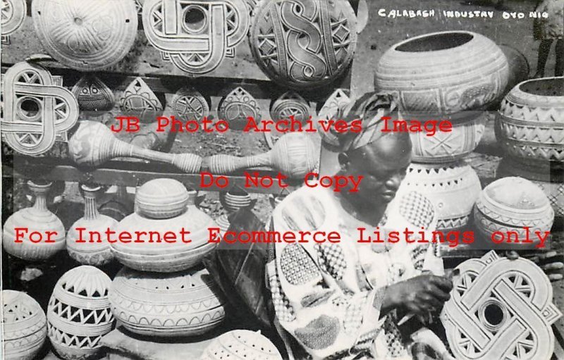 Native Ethnic Culture Costume, RPPC, Nigeria, Calabash Industry, Oyo Nio