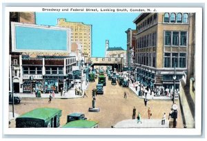 c1920 Broadway Federal Street Looking South Camden New Jersey Vintage Postcard