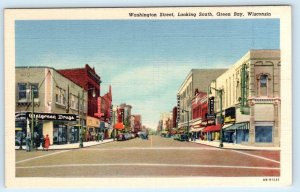 GREEN BAY, Wisconsin WI ~ WASHINGTON STREET Scene c1940s Brown County Postcard