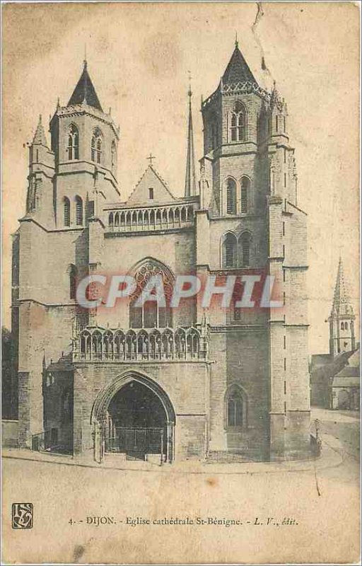 Old Postcard Dijon Cathedral Church St Benigne