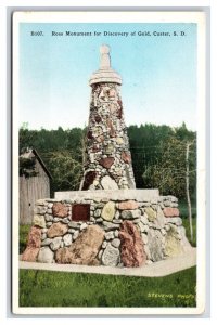 Ross Gold Discovery Monument Custer South Dakota SD UNP WB Postcard S15