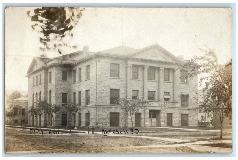 1908 City Hall Building Mitchell South Dakota SD RPPC Photo Antique Postcard