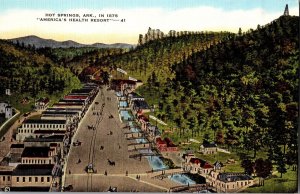 Aerial View Hot Springs AR American's Health Resort Vintage Postcard L53