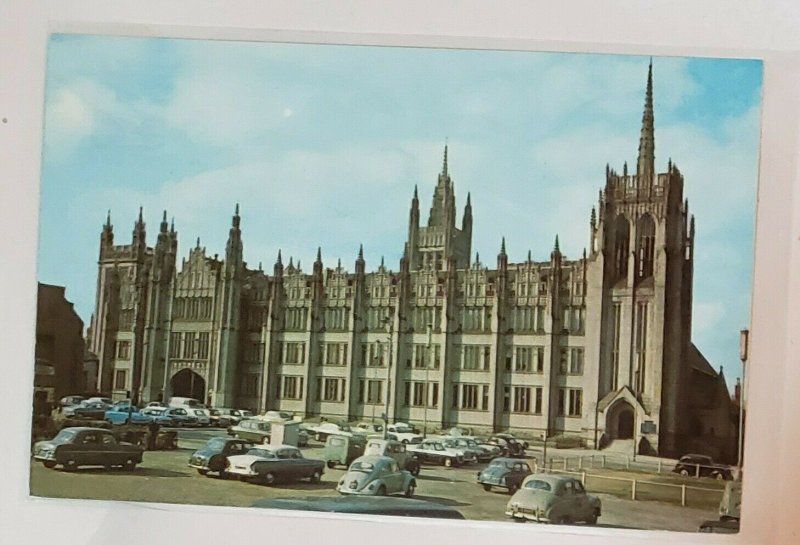 Vintage Postcard: Scotland-Aberdeen- Marischal College. Lots of cars parking.