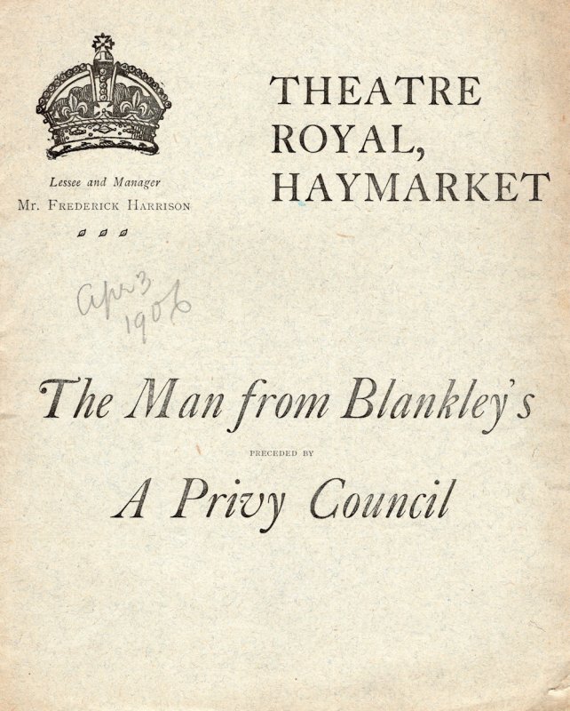 The Man From Blankleys Charles Hawtry Rare Haymarket Theatre Programme