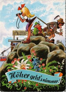 Comic Man Woman Dress Hoher Geht's Nimmer Zur Schönen Aussicht Postcard C9