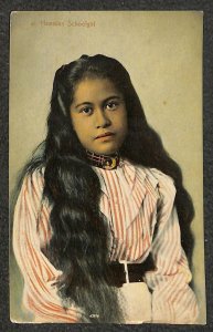HAWAIIAN SCHOOL GIRL HAWAII YOUNG GIRL POSTCARD (c. 1910) 