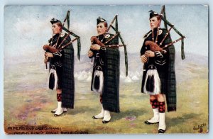 England Postcard Pipers Old Caledonians 1st CB Kings Corps 1908 Oilette Tuck Art
