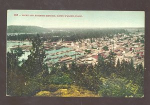 COUER D'AALENE IDAHO DOWNTOWN BUSINESS SECATION BIRDSEYE VINTAGE POSTCARD