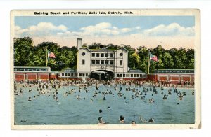 MI - Detroit. Belle Isle Park, Bathing Beach & Pavilion