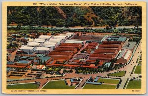 Vtg Burbank California CA First National Movie Studios 1930s View Linen Postcard