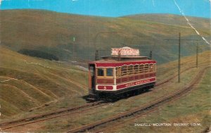 Transportation themed postcard Snaefell mountain railway tram locomotive 1970