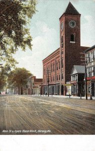 NORWAY, Maine ME   MAIN STREET & OPERA HOUSE BLOCK  Oxford Co  c1900's Postcard