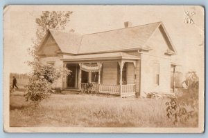 Bryant South Dakota SD Postcard RPPC Photo House Scene Field 1916 Posted Antique