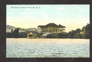 LITTLE YORK LAKE NEW YORK NY PAVILION VINTAGE POSTCARD