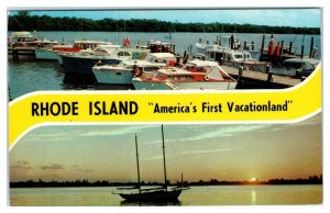 RHODE ISLAND ~ America's FIRST VACATIONLAND BOAT Scenes c1960s Postcard