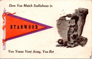 Postcard Pennant Flag Stanwood, Michigan Travel Advertising Greetings